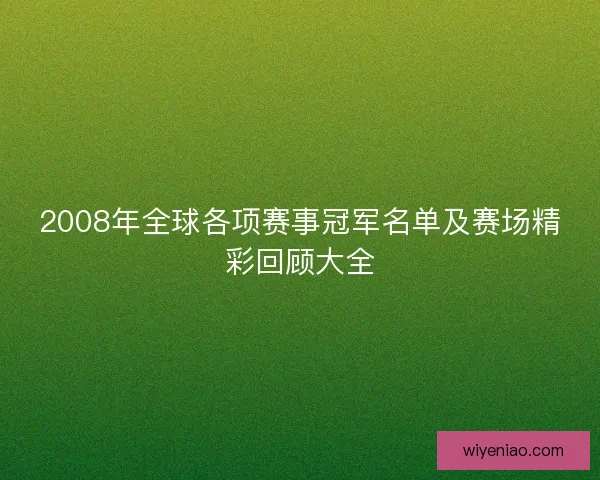 2008年全球各项赛事冠军名单及赛场精彩回顾大全